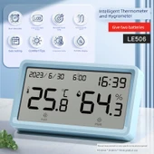 Dijital Termometre Higrometre - Mavi Geniş Ekran Alarm Takvim - 1