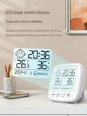 Dijital Termometre ve Higrometre YZ-0329C - Çok Yönlü Şarjlı - Çift Takvimli - 4