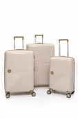 Elatae Exclusive Pro Polipropilen Kırılmaz 3'lü Valiz Seti Büyük - Orta ve Kabin Boy Bej - Vizon 5239 thumbnail 1
