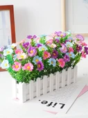 50cm Ahşap Çitli Yapay Çiçek - Karanfil Pudra Gypsophila Sarı - 5