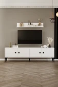 Happylife Furniture Design  %100 Mdf Tv Ünitesi Beyaz Raflı Tv Sehpası 180 Cm - 3
