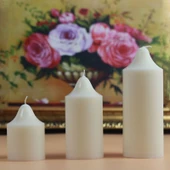 Fildişi Beyaz Silindir Mum - 7x20cm - Duman ve Koku Yok - 4