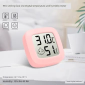 Mini Dijital Termometre Higrometre - Pembe Ekranlı - 1