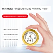 Mini Higrometre - 50mm Çap - Altın Disk Altın Kenar - 2