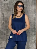 Kadın Askılı Yuvarlak Yaka Viskon Iki Iplik Bluz Ve Eşofman Altı Ikili Takım thumbnail 2