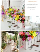 50cm Ahşap Çitli Yapay Çiçek - Karanfil Pudra Gypsophila Sarı - 11