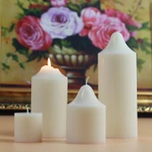 Fildişi Beyaz Silindir Mum - 7x20cm - Duman ve Koku Yok - 5
