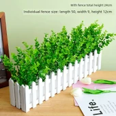 50cm Ahşap Çitli Yapay Çiçek - Okaliptüs - 1