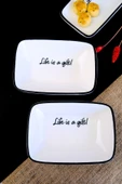 TABAK EVİ Motto Gift Kayık Tabak 2 li 17x12x3cm - 1