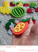 Keçe Meyve Sebze Duvar Stickerı - Çilek - 5 Adet - 5