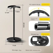 Alüminyum Alaşımlı Kulaklık Standı M1 - Gümüş Beyaz ABS + Alüminyum Alaşım + Bazalı - 3