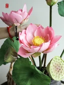 Yapay Lotus Çiçeği Aranjmanı - Açmış Lotus Pembe 8'li Karışık - 5