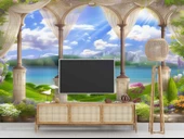 Sütun Göl ve Doğa Manzara Duvar Kağıdı Baskı - 3