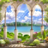 Sütun Göl ve Doğa Manzara Duvar Kağıdı Baskı - 7