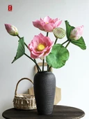 Yapay Lotus Çiçeği Aranjmanı - Açmış Lotus Pembe 8'li Karışık - 2