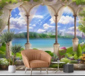 Sütun Göl ve Doğa Manzara Duvar Kağıdı Baskı - 6