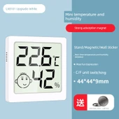 Mini Dijital Termometre Higrometre - Beyaz Mıknatıslı (Pilli) - 1