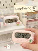 Sevimli Mini Masa Saati - Pembe + Kırmızı Yama - 6