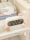 Sevimli Mini Masa Saati - Pembe + Kırmızı Yama - 5