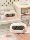 Sevimli Mini Masa Saati - Pembe + Kırmızı Yama - 4