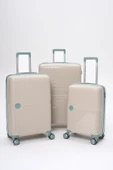 Elatae Exclusive Pro Polipropilen Kırılmaz 3'lü Valiz Seti Büyük - Orta ve Kabin Boy Bej - Mavi 5239 thumbnail 1