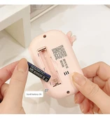 Sevimli Mini Masa Saati - Pembe + Kırmızı Yama - 11