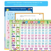 Eğitici Sayı Duvar Tablosu 0-100 - Toplama, Çıkarma, Ayrıştırma 0-100+10 + Pinyin (3 Adet) - 1