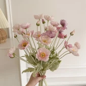 Pembe Buz Adası Yapay İpek Çiçek Aranjmanı - Çiçek Kafiyesi Vazo +2 Buz Pudra 1 Açık Pudra - 2