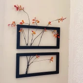 Sonbahar Yaprağı Yapay Çiçek Duvar Muralı - Materyal Paketi 1 Çerçeve 2 Mor Mavi Kelebek Yaprağı - 6