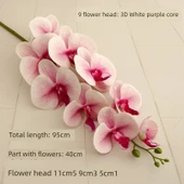 3D Yapay Phalaenopsis Orkide Çiçeği - 9 Kafa - Pembe - 9