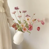 Pembe Buz Adası Yapay İpek Çiçek Aranjmanı - Çiçek Kafiyesi Vazo +2 Buz Pudra 1 Açık Pudra - 4