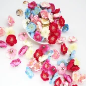 DIY El Yapımı Yapay Çiçek Garland Düğün Makyajı Süsleme Çiçeği - Beyaz Pudra - 3
