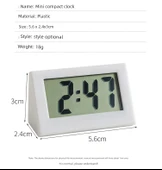 Mini Elektronik Dijital Masa Saati - Beyaz +2 Dijital - Tarih ve Saat - 8