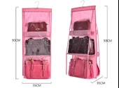 6 Gözlü Pratik Dolap İçi Çanta Askılığı/organizer (pembe) thumbnail 4