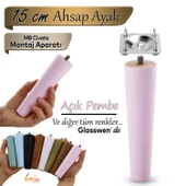 Ahşap Ayak 15 Cm Açık Pembe M8 Civatalı Bağlantı Aparatlı Dolap Mobilya Koltuk Kanepe Destek Ayağı Ayakları thumbnail 1