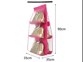 6 Gözlü Pratik Dolap İçi Çanta Askılığı/organizer (pembe) thumbnail 1