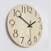 Japon Tarzı Ahşap Duvar Saati - Sessiz - 40 cm - S08 - 1