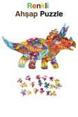 kutuTR Notpa Renkli Hayvanlar Ahşap Kutulu Vip Puzzle Dinazor Serisi 3 202 Parça +5 yaş ve Yetişkinler - 1
