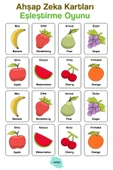 kutuTR Notpa 16 Parça Meyvalar Zeka Kartları Eşleştirme Oyunu Hafıza Kartı Ahşap Eğitici Puzzle Oyuncak - 2
