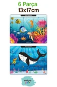kutuTR Notpa Kaşif Çocuklar Deniz Hayvanları Uzay Serisi Puzzle Seti 6 Parça 13x17 Renkli 3'lü Set 3x-304 - 2