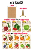 kutuTR Ahşap Çubuk Puzzle, 10lu Set Puzzle, Meyveler Puzzle, Montesorri Puzzle - 5