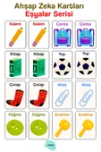 kutuTR Notpa 16 Parça Eşyalar Zeka Kartları Eşleştirme Oyunu Hafıza Kartı Ahşap Eğitici Puzzle Oyuncak - 1