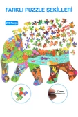 kutuTR Notpa Ahşap Renkli Hayvanlar Serisi Fil Figürlü Puzzle 5 Yaş Ve Yetişkinler Için Yapboz 40x30cm - 4
