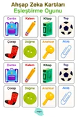 kutuTR Notpa 16 Parça Eşyalar Zeka Kartları Eşleştirme Oyunu Hafıza Kartı Ahşap Eğitici Puzzle Oyuncak - 2