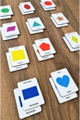 kutuTR 24 Parça Geometrik Şekiller Hafıza ve Zeka Kartları Eşleştirme Oyunu Ahşap Eğitici Puzzle Oyuncak - 2