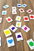 kutuTR 24 Parça Geometrik Şekiller Hafıza ve Zeka Kartları Eşleştirme Oyunu Ahşap Eğitici Puzzle Oyuncak - 1
