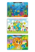 kutuTR Çocuklar Için Eğitici Ve Öğretici Ahşap 24 Parça Renkli Puzzle 3lü Set 2 - 2