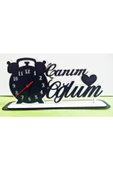 Notpa Canım Oğlum Ahşap Masaüstü Saat Siyah-beyaz - 1