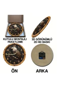 kutuTR Sessiz Yuvarlak Ahşap Duvar Saati, Kuvars Hareketli 2d Kartal Desen Sdw024 - 6