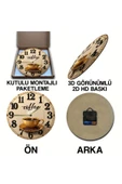 kutuTR Sessiz Yuvarlak Ahşap Duvar Saati, Kuvars Coffe Desen 2d Sdw028 - 4